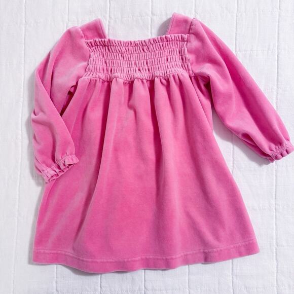 Hanna Andersson Toddler Girls Size 80 (18-24 Months) Pink Velour Smocked Dress - Picture 1 of 5